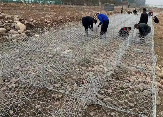 Cesta de gabión revestida en polvo / galvanizada para el control del agua 1*1*2m