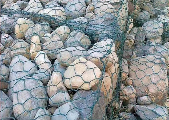 Caja de gabión recubierta en polvo / jaulas de piedra de gabión soldadas 2*1*1m*3.2mm