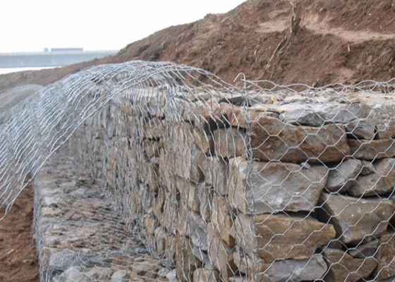 3mx1mx1m malla de alambre de gabión Galfan 60x80mm para proyectos de defensa costera contra inundaciones